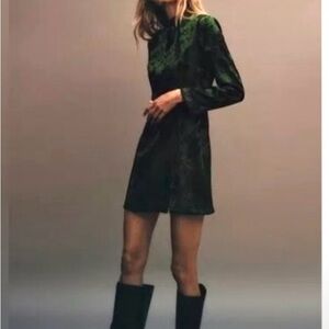 Zara Green Patterned Dress
